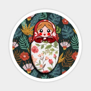 Russian doll with blue flowers pattern Magnet